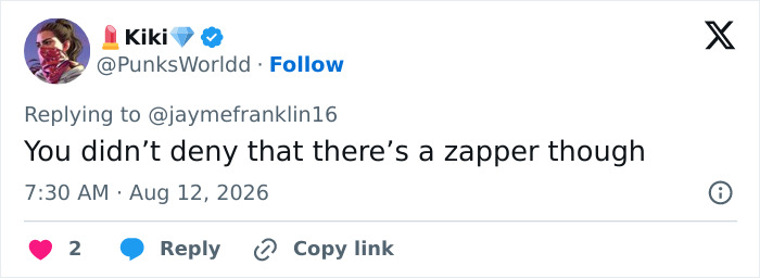 A social media post from 'Kiki' about the mystery woman behind Trump and a zapper.
