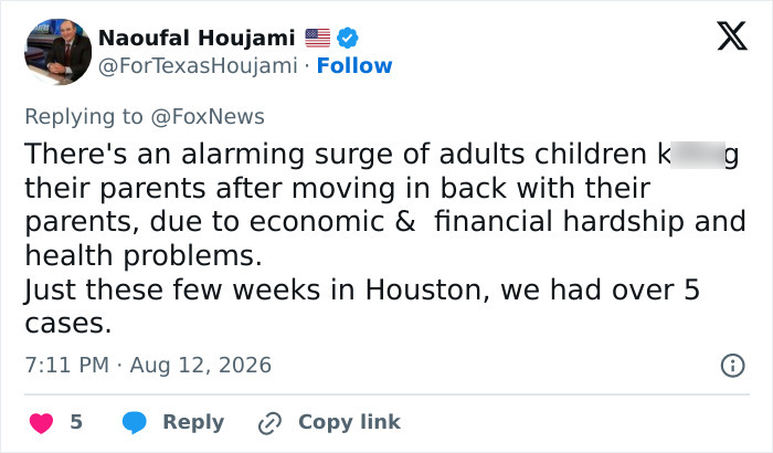 A social media post discusses a surge of adult children attacking parents, relevant to Rob Reiner's son. A social media post discusses a surge of adult children attacking parents, relevant to Rob Reiner's son.