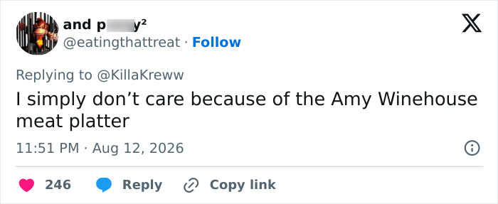 A tweet dismissing the How I Met Your Mother star's controversy due to the Amy Winehouse meat platter.