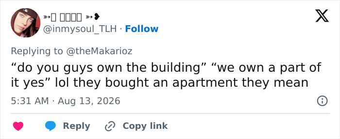A social media comment sarcastically pointing out the couple's misunderstanding of apartment ownership in the Black hairstylist incident. A social media comment sarcastically pointing out the couple's misunderstanding of apartment ownership in the Black hairstylist incident.