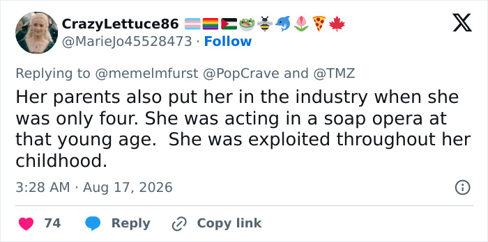 Fan notes Hayden Panettiere's early start in the industry, linking it to dark theories and revelations. Fan notes Hayden Panettiere's early start in the industry, linking it to dark theories and revelations.