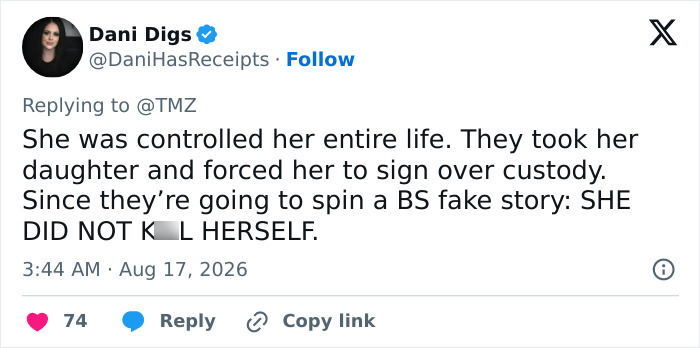 A tweet about Hayden Panettiere passing sparks dark theory, claiming she was controlled and did not k l herself. A tweet about Hayden Panettiere passing sparks dark theory, claiming she was controlled and did not k l herself.