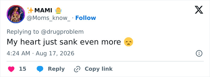 A tweet by MAMI replying to @drugproblem, expressing My heart just sank even more with an emoji, about Hayden Panettiere’s passing. A tweet by MAMI replying to @drugproblem, expressing My heart just sank even more with an emoji, about Hayden Panettiere’s passing.