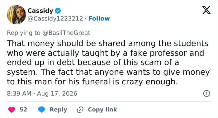 A tweet arguing against the GoFundMe for a Cambridge professor accused of plagiarizing a PhD. A tweet arguing against the GoFundMe for a Cambridge professor accused of plagiarizing a PhD.