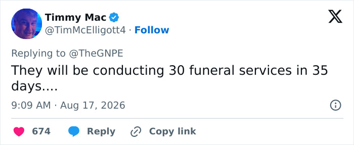 Tweet discussing funeral services related to the ex-Cambridge professor and the GoFundMe scandal. Tweet discussing funeral services related to the ex-Cambridge professor and the GoFundMe scandal.