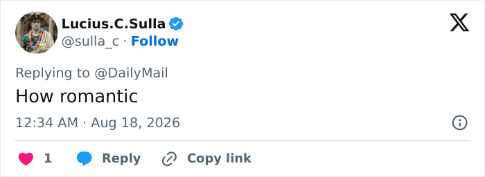 A social media user comments How romantic about Ricky Gervais' plans to marry his partner. A social media user comments How romantic about Ricky Gervais' plans to marry his partner.