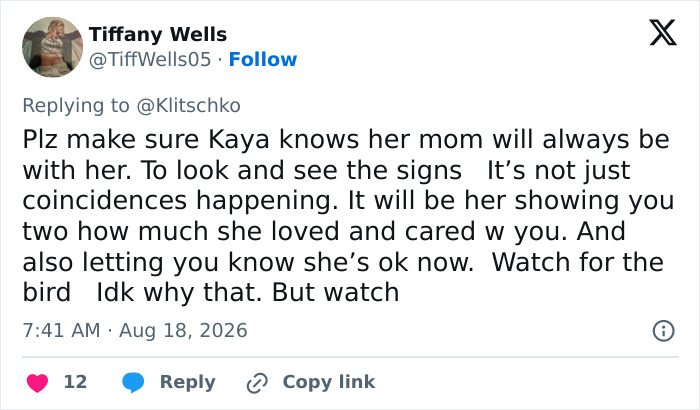 Tiffany Wells replies to Klitschko regarding Hayden Panettiere's tragic passing and custody of their daughter. Tiffany Wells replies to Klitschko regarding Hayden Panettiere's tragic passing and custody of their daughter.