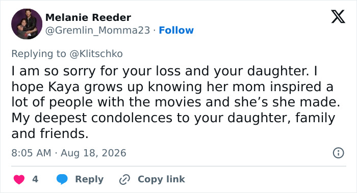 A social media post offering sympathy for Hayden Panettiere's tragic passing and her daughter. A social media post offering sympathy for Hayden Panettiere's tragic passing and her daughter.