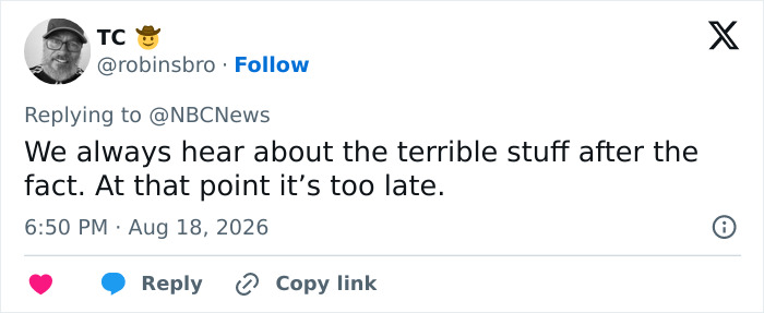 A tweet by TC expressing frustration about learning details too late, related to Hayden Panettiere's room.