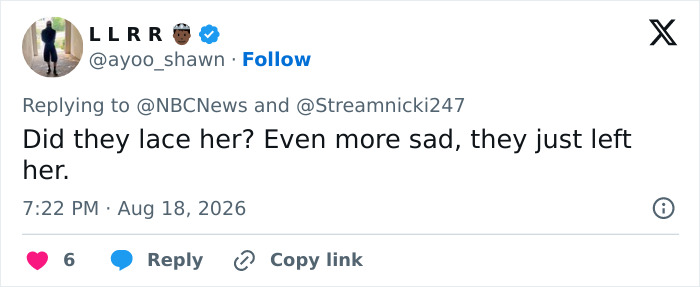 A tweet by LLRR asking if Hayden Panettiere was laced and expressing sadness about her being left alone.
