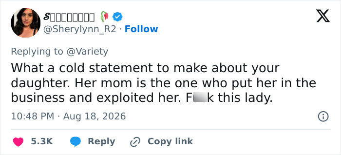 A tweet expressing fury over Hayden Panettiere's mom's cold statement and alleged exploitation. A tweet expressing fury over Hayden Panettiere's mom's cold statement and alleged exploitation.
