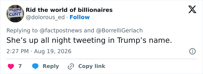 Tweet about Trump's glamorous aide tweeting in his name, with her secret exposed in security leak. Tweet about Trump's glamorous aide tweeting in his name, with her secret exposed in security leak.