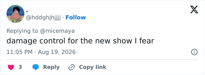 Tweet by .hddghjhjjj about damage control for a new show, related to JK Rowling transgender surgery.