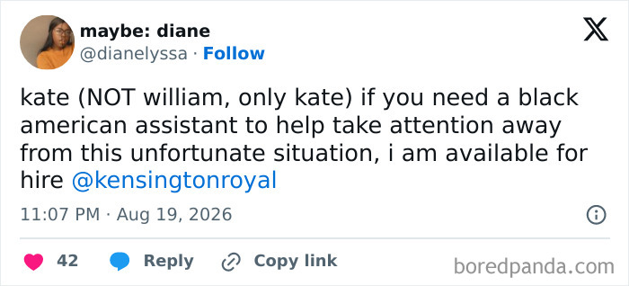 A social media post responding to bombshells about Meghan Markle and Prince Harry.