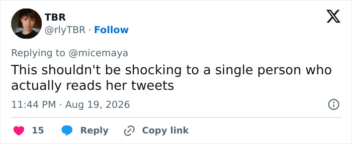 A social media user comments on JK Rowling's unexpected take on transgender surgery, stating it shouldn't be shocking.