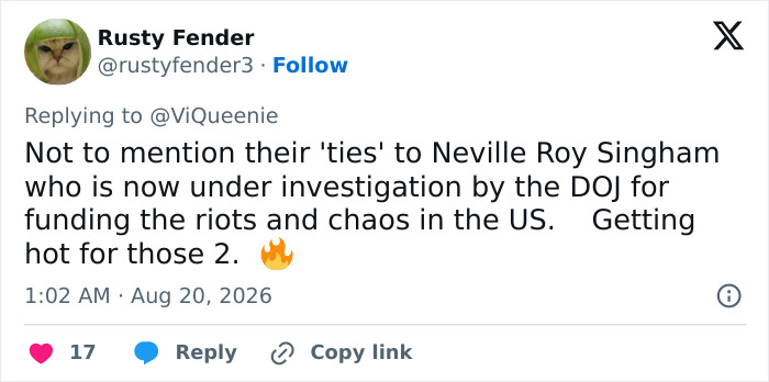 A tweet mentions scandalous theories related to Prince Harry and Meghan Markle's move back to UK and Neville Roy Singham. A tweet mentions scandalous theories related to Prince Harry and Meghan Markle's move back to UK and Neville Roy Singham.