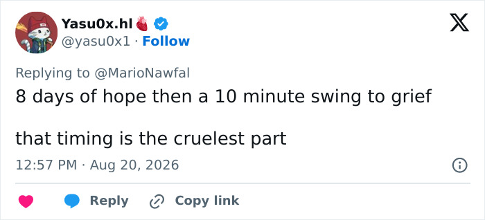 A social media post lamenting the tragic finding of the missing teen's body and code world bungle.