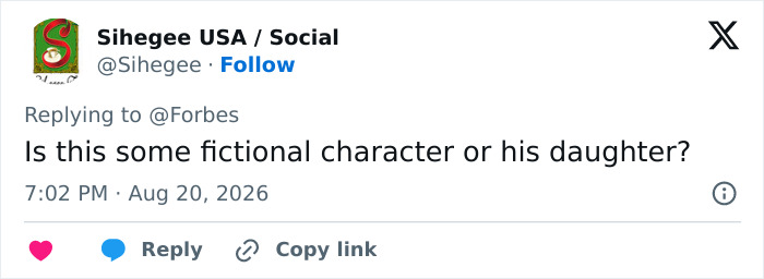 Sihegee USA/Social's tweet questioning if the glamorous aide is a fictional character or related to Trump. Sihegee USA/Social's tweet questioning if the glamorous aide is a fictional character or related to Trump.