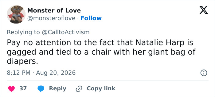 A social media comment about Melania Trump's reappearance, mentioning an aide scandal. A social media comment about Melania Trump's reappearance, mentioning an aide scandal.
