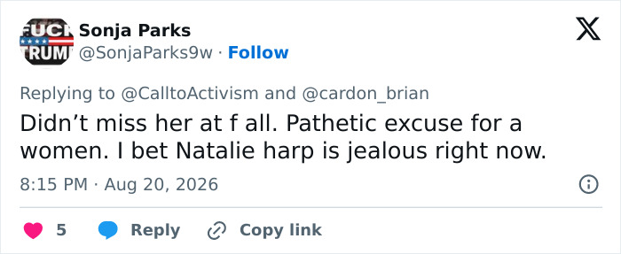 Screenshot of a tweet from Sonja Parks expressing a strong opinion about Melania Trump's absence and aide scandal. Screenshot of a tweet from Sonja Parks expressing a strong opinion about Melania Trump's absence and aide scandal.