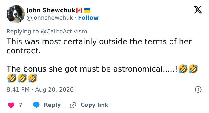 A social media comment about Melania Trump's gesture with Donald, referencing a contract. A social media comment about Melania Trump's gesture with Donald, referencing a contract.