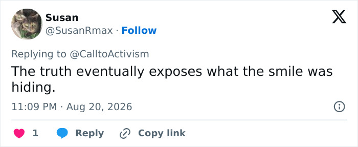 A social media user comments on Melania Trump's gesture, implying a hidden truth behind her reappearance. A social media user comments on Melania Trump's gesture, implying a hidden truth behind her reappearance.