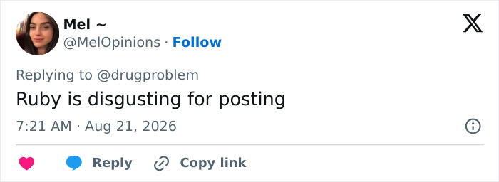 Tweet calling Ruby Rose disgusting for sharing Hayden Panettiere's private texts. Tweet calling Ruby Rose disgusting for sharing Hayden Panettiere's private texts.