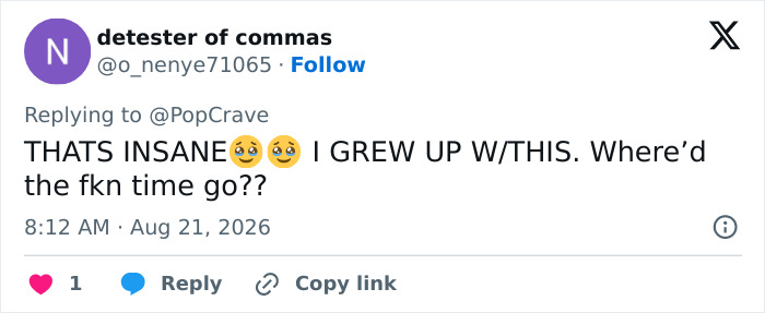 Screenshot of a tweet from a fan reacting to the child star's update: I grew up with this. Screenshot of a tweet from a fan reacting to the child star's update: I grew up with this.