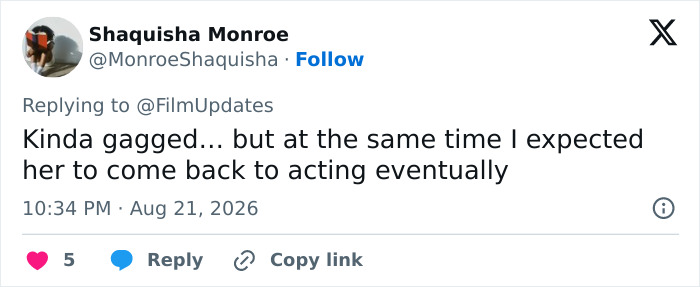 A tweet by Shaquisha Monroe expecting Meghan Markle's acting comeback, amidst show scrapping offer.