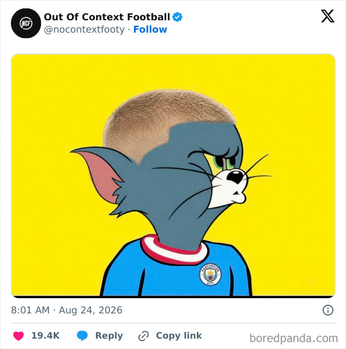 Funny meme of Tom the cat with Erling Haaland's haircut, expressing a 'meltdown' reaction.