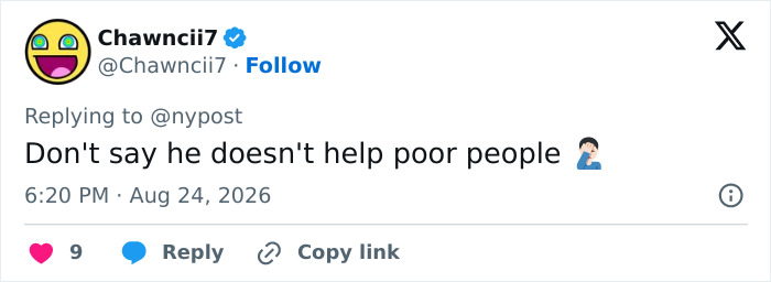 Tweet about Jed York's trailer park arrest, sarcastically commenting on helping poor people. Tweet about Jed York's trailer park arrest, sarcastically commenting on helping poor people.
