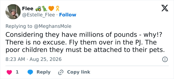 Screenshot of a tweet discussing Meghan Markle's kids and the move to the UK. Screenshot of a tweet discussing Meghan Markle's kids and the move to the UK.