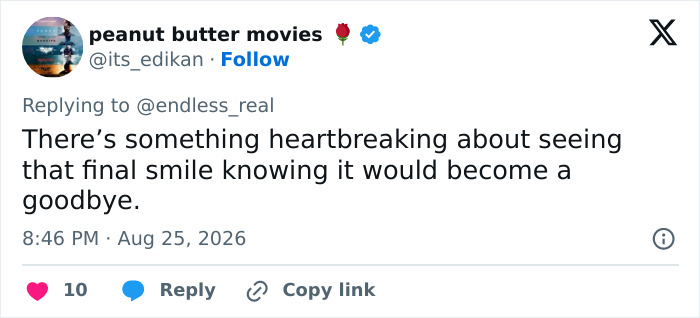 A social media post from peanut butter movies expressing sadness over Dolly Parton's final smile, adding to the conspiracy theory. A social media post from peanut butter movies expressing sadness over Dolly Parton's final smile, adding to the conspiracy theory.