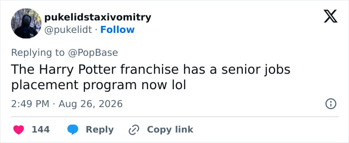 A tweet about Rupert Grint's Harry Potter role return, suggesting a senior jobs program. A tweet about Rupert Grint's Harry Potter role return, suggesting a senior jobs program.