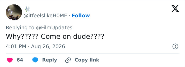 A tweet questioning Rupert Grint's return to his Harry Potter role, asking Why???? Come on dude???? A tweet questioning Rupert Grint's return to his Harry Potter role, asking Why???? Come on dude????