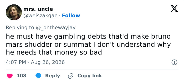 Screenshot of a tweet from mrs. uncle about Rupert Grint's Harry Potter role return, questioning his financial needs. Screenshot of a tweet from mrs. uncle about Rupert Grint's Harry Potter role return, questioning his financial needs.