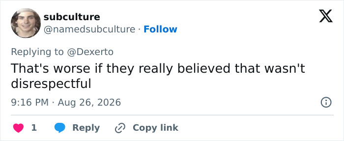 A tweet on a white background with text, expressing an opinion on the offensive birthday message served to a disabled customer.
