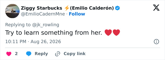 Tweet urging J.K. Rowling to learn from Dolly Parton, implying her controversial opinions are negative. Tweet urging J.K. Rowling to learn from Dolly Parton, implying her controversial opinions are negative.