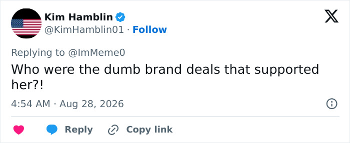 A tweet questioning brand deals that supported an influencer, focusing on influencer lying about career journey. A tweet questioning brand deals that supported an influencer, focusing on influencer lying about career journey.