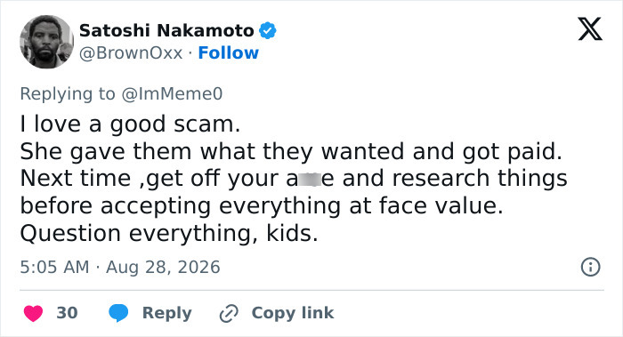 A tweet about an influencer's scam, advising research before accepting claims at face value regarding career journey. A tweet about an influencer's scam, advising research before accepting claims at face value regarding career journey.