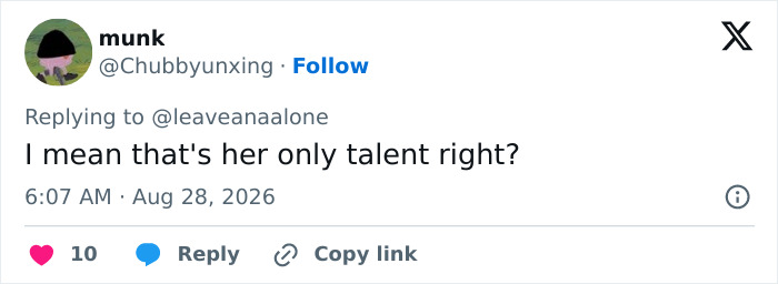 Twitter comment slamming Sydney Sweeney's SYRN lingerie video, questioning if it's her only talent.