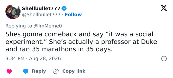 Influencer's career journey deception: A tweet from Shellbullet777 speculating on her comeback with a social experiment claim. Influencer's career journey deception: A tweet from Shellbullet777 speculating on her comeback with a social experiment claim.