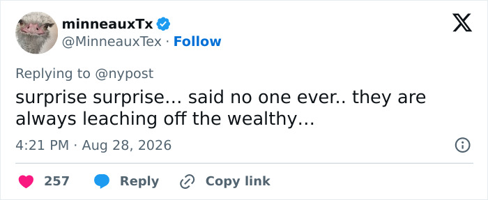 Screenshot of a tweet commenting on financial aid for Prince Harry and Meghan Markle, criticizing their reliance on others. Screenshot of a tweet commenting on financial aid for Prince Harry and Meghan Markle, criticizing their reliance on others.