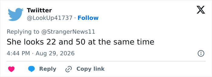 Screenshot of a social media comment on Millie Bobby Brown's appearance after weight loss transformation. Screenshot of a social media comment on Millie Bobby Brown's appearance after weight loss transformation.