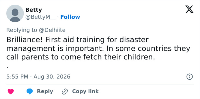 A social media comment highlighting the importance of first aid training and disaster management after the Nepal floods. A social media comment highlighting the importance of first aid training and disaster management after the Nepal floods.