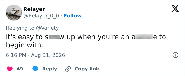 A tweet from @Relayer_0_0 criticizing Mel Gibson's behavior at Fan Expo and mocking the deaf interpreter. A tweet from @Relayer_0_0 criticizing Mel Gibson's behavior at Fan Expo and mocking the deaf interpreter.