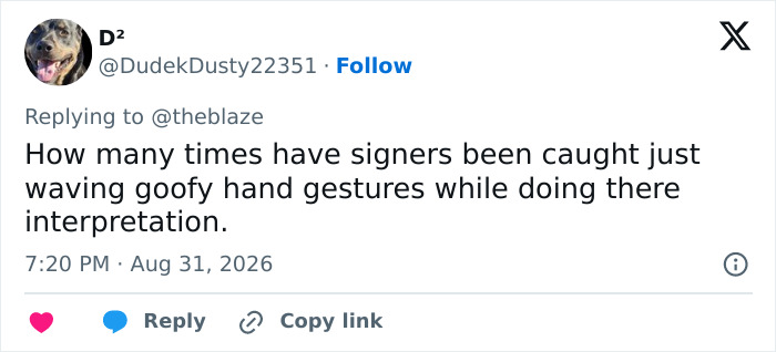 Screenshot of a tweet by D2 questioning deaf interpreter integrity amidst Mel Gibson's backlash. Screenshot of a tweet by D2 questioning deaf interpreter integrity amidst Mel Gibson's backlash.
