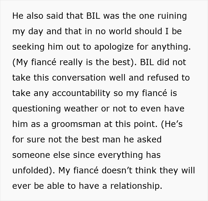 A wedding dispute shows how a small request from in-laws can tear a family apart. Fiancé questions having brother-in-law as a groomsman. A wedding dispute shows how a small request from in-laws can tear a family apart. Fiancé questions having brother-in-law as a groomsman.