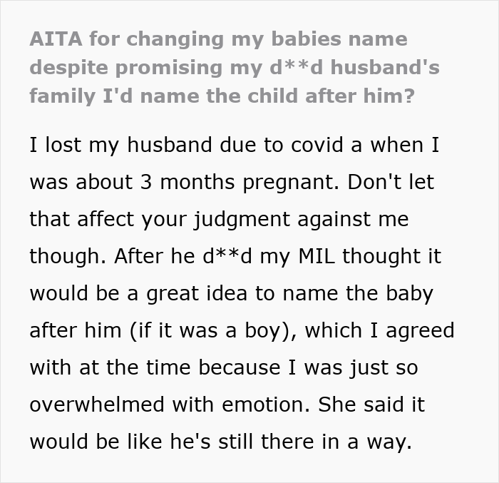 Widow Refuses To Honor Promise To Name Baby After Husband, Grieving MIL Livid And Confronts Her
