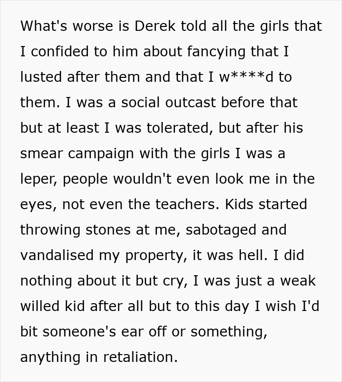 Text describing the bully gaslights kid, leading to social isolation and property damage. A difficult past. Text describing the bully gaslights kid, leading to social isolation and property damage. A difficult past.